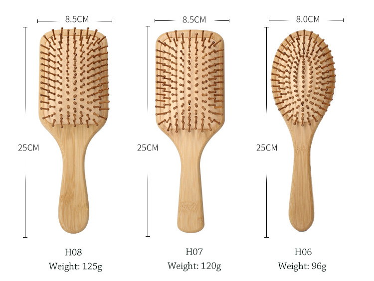 large bamboo paddle hair brush size